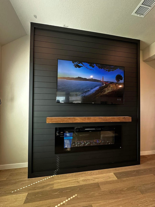 Custom Built-Out with Electric Fireplace & Handmade Mantel