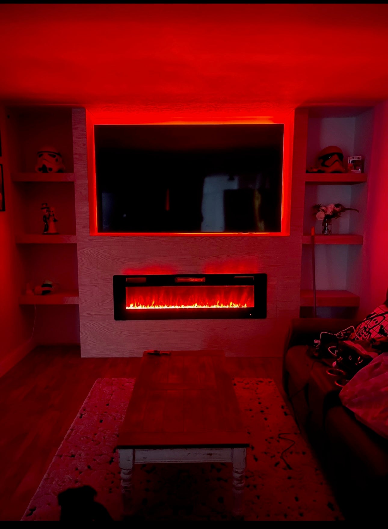 Full Wall Custom Entertainment Feature with Fireplace
