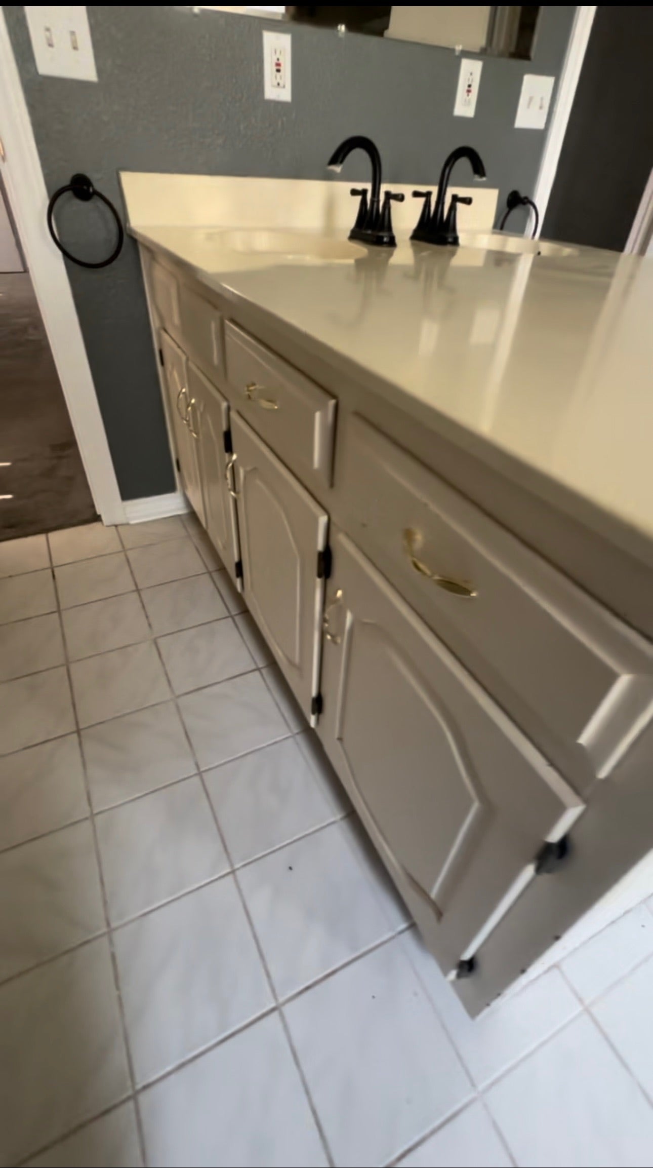 Master Bath Upgrade with Custom Cabinets, New Lighting, Fixtures, Paint & Mirror