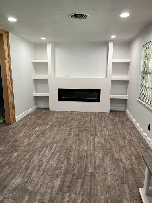 Full Wall Custom Entertainment Feature with Fireplace