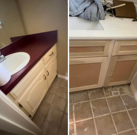 Half Bath Countertop Replacement with Custom Cabinets