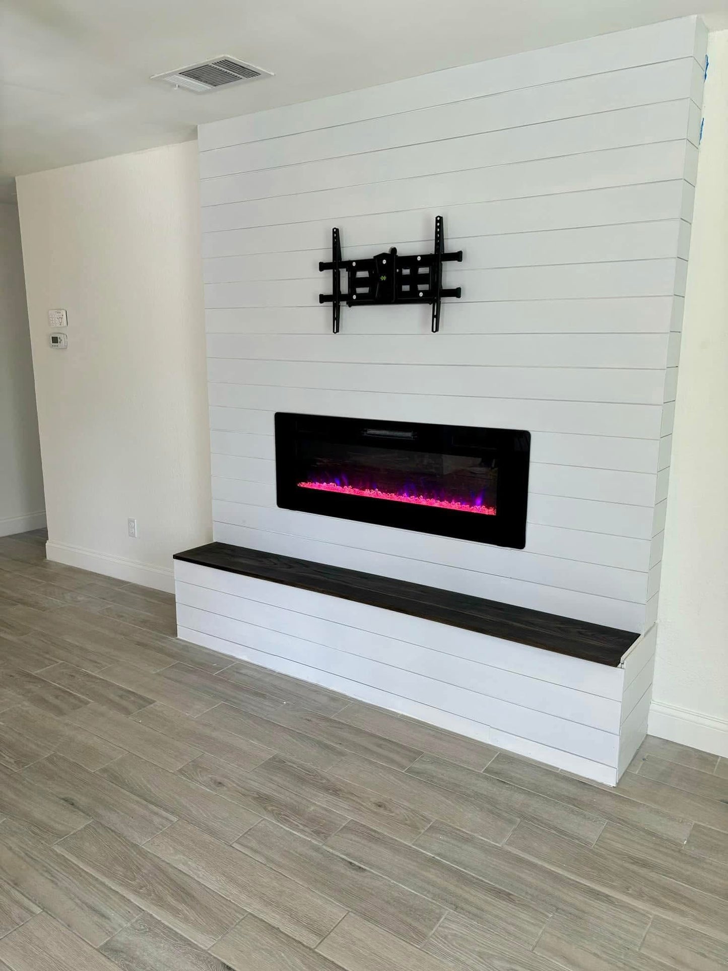 Custom Fireplace Built-Out with Bench Seating