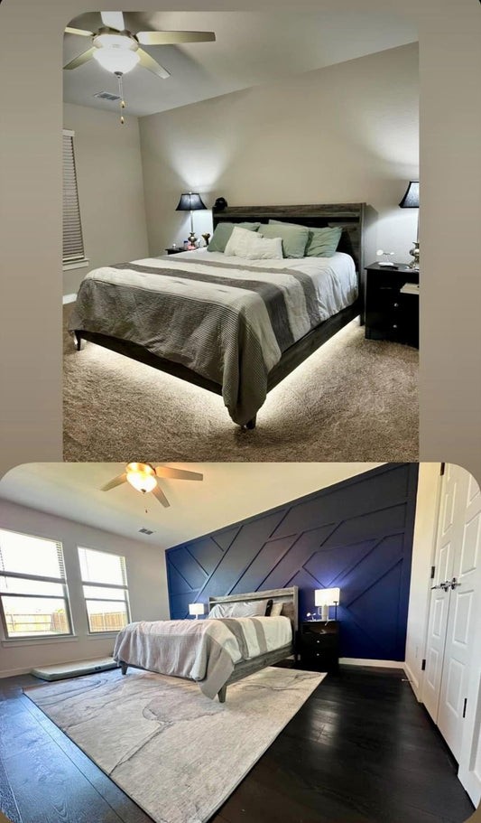 Primary Bedroom Remodel with Accent Wall & Flooring