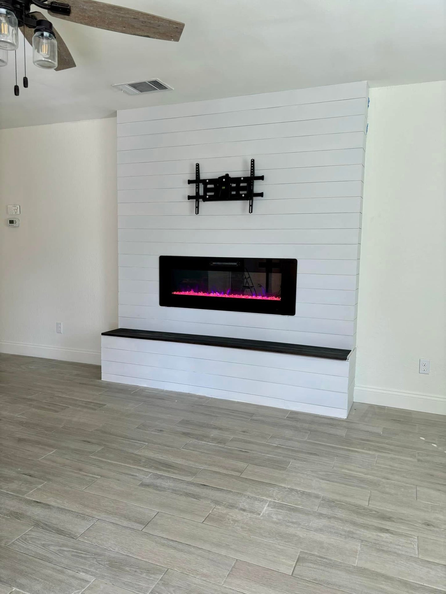 Custom Fireplace Built-Out with Bench Seating