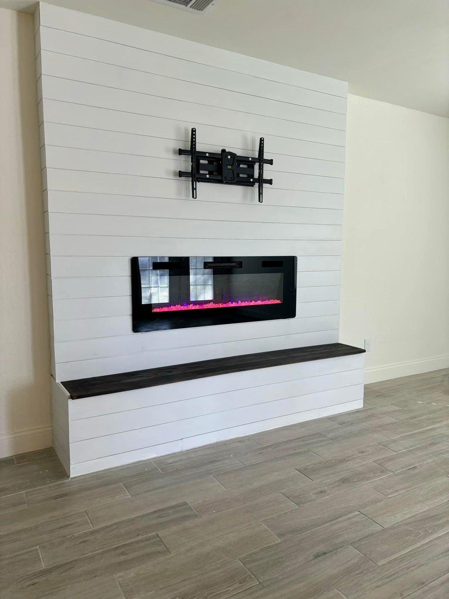 Custom Fireplace Built-Out with Bench Seating