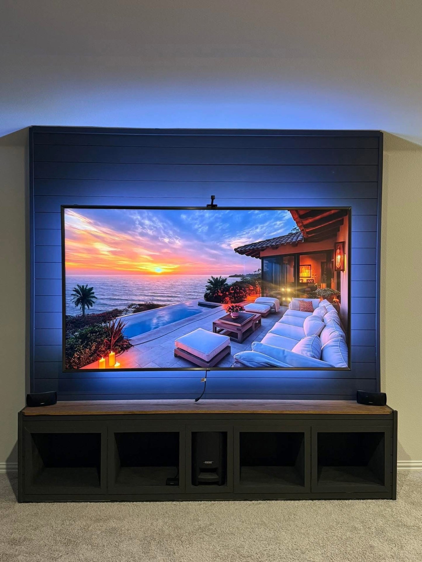 Custom Entertainment Wall with Built-In Storage